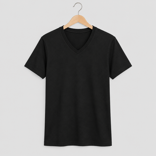 Remera negra escote V de algodón
